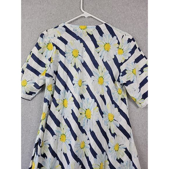 NWT Luiselle Italy 100% Linen White Floral Daisy SS Sundress Womens Med Pockets - Picture 7 of 13